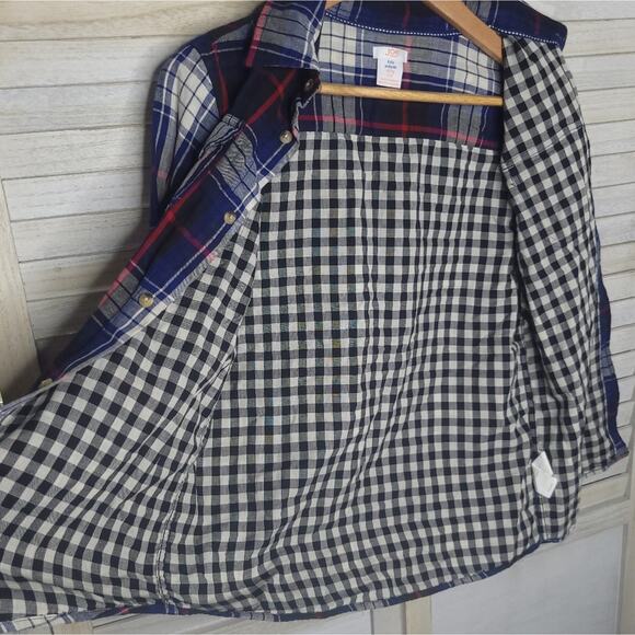 Joe Fresh Boys Size XL 14 Regular Button Down Plaid Shirt Red Gray Blue White - Picture 4 of 6